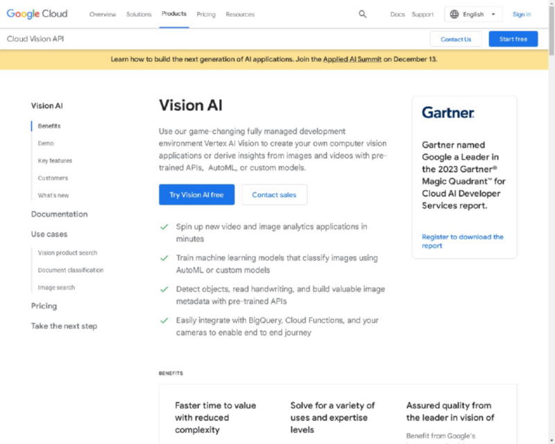 Изображение скриншота сайта - Google Cloud Vision - API для распознавания объектов, текста, лиц и других объектов на изображениях