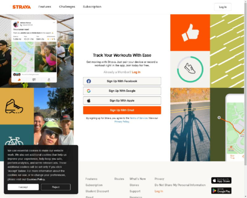 Изображение скриншота сайта - Strava - это платформа для отслеживания физической активности, популярная среди велосипедистов