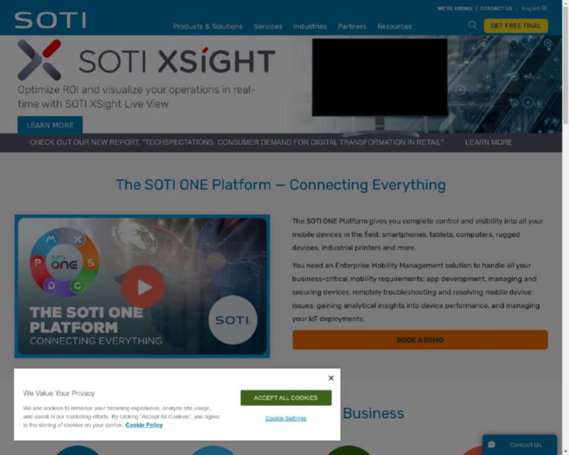 Изображение скриншота сайта - SOTI XSight - Инструмент для диагностики и поддержки парка мобильных устройств